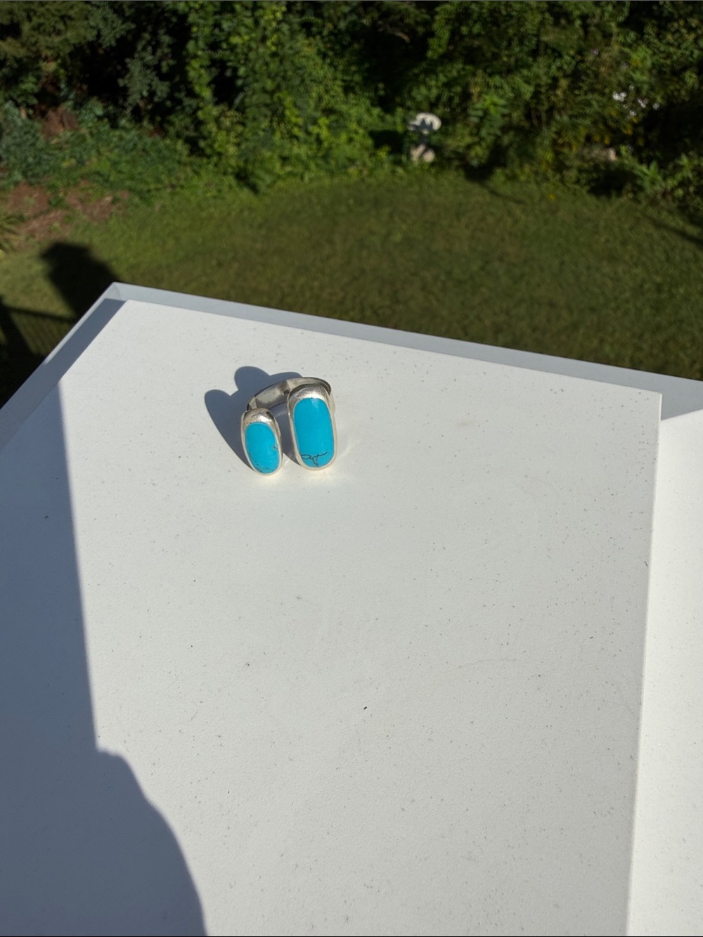 Silver Ring with Turquoise Stones - Blue Accent sterling silver 925